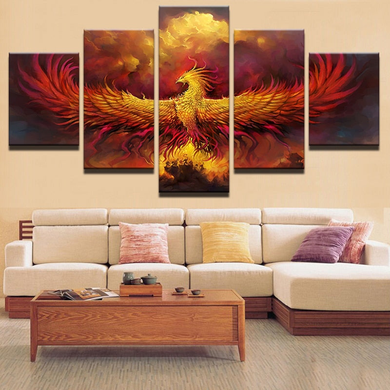 5 Teile Phoenix - Leinwand Wandkunst Gemälde