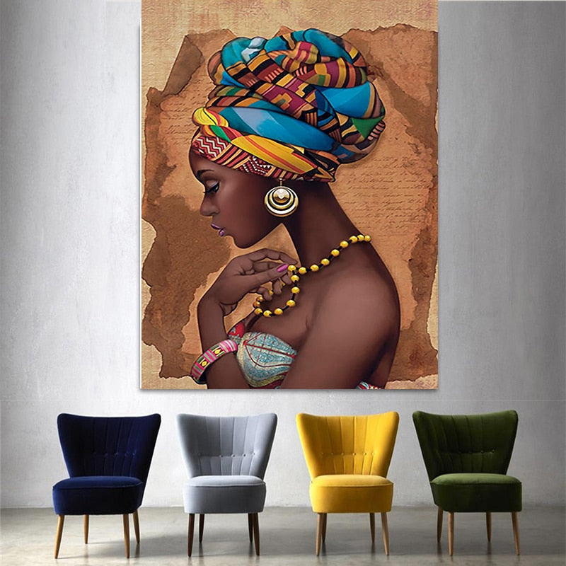 Afrikanische schwarze Frau - Leinwand Wandkunstgemälde