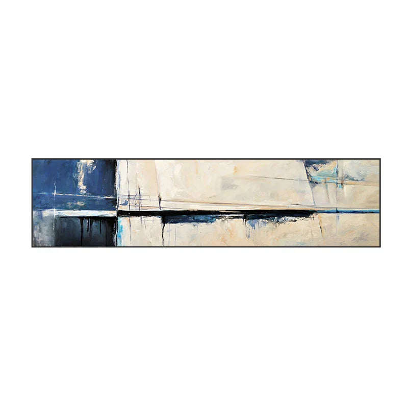 Blaue Beige Breite Format Vintage Abstrakte Wandkunst Fine Art Leinwanddruck Moderne Kunst Für Wohnzimmer Über Dem Sofa Bild Für Über Dem Bett