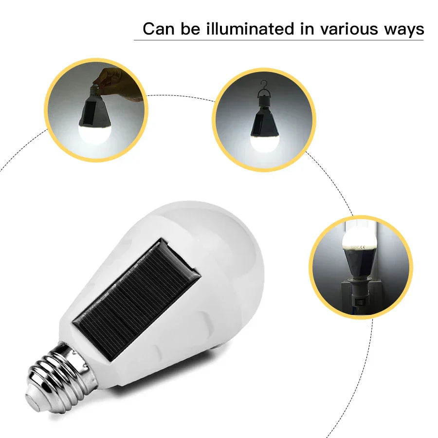 Karnz | Solonight Solar LED Glühbirne mit E27 Fassung | 7W/12W | Wiederaufladbar & Wasserdicht | Für Camping, Garten & Notlicht
