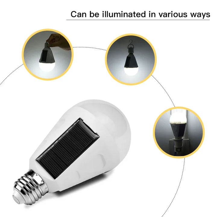 Karnz | Solonight Solar LED Glühbirne mit E27 Fassung | 7W/12W | Wiederaufladbar & Wasserdicht | Für Camping, Garten & Notlicht