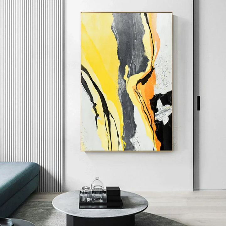 Farbenfrohe Abstrakte Gelb Grau Wandkunst Feine Kunst Leinwanddrucke Bilder Für Moderne Wohnung Wohnzimmer Esszimmer Zeitgenössische Wohnkultur | Karnz