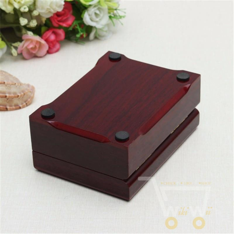 24K vergoldete Spielkarte mit Holz - Style Box