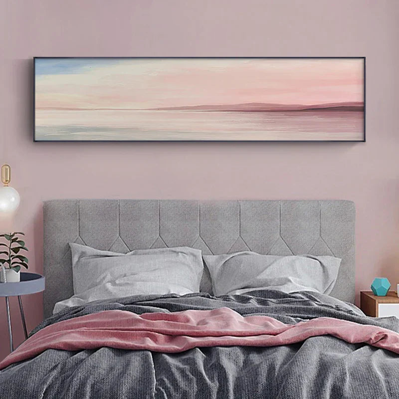 Pastellblau Rosa Lila Abstrakte Landschaft Wandkunst Feine Kunst Leinwanddrucke Breitformatbilder Für das Schlafzimmer Über dem Bett Oder Über dem Sofa | Karnz