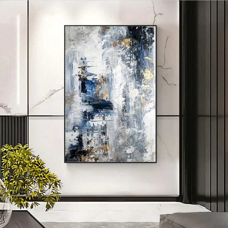 Blaustich Grau Zeitgenössische Abstrakte Wandkunst Fine Art Leinwanddrucke Poster Bilder Für Wohnzimmer Home Office Kunst Dekor | Karnz