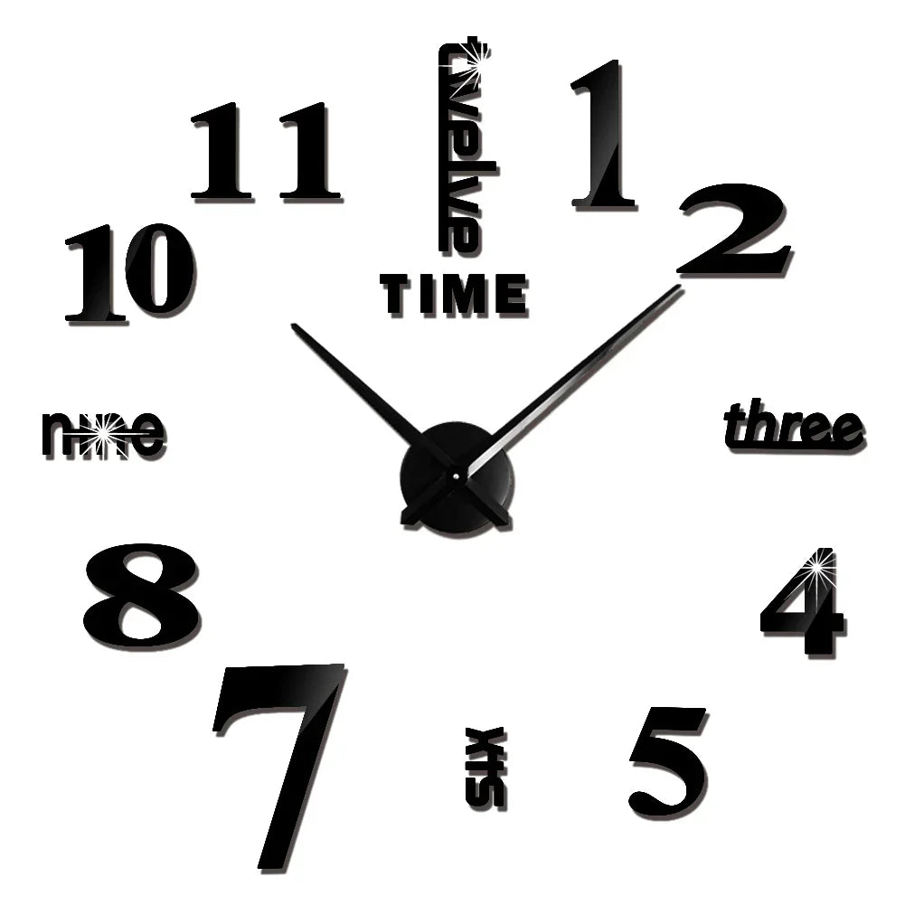 Große Wanduhr DIY 3D Selbstkleber Spiegel Acryl Wanduhr für Küche Esszimmer Wohnzimmer Kreative Wohnkultur | Karnz