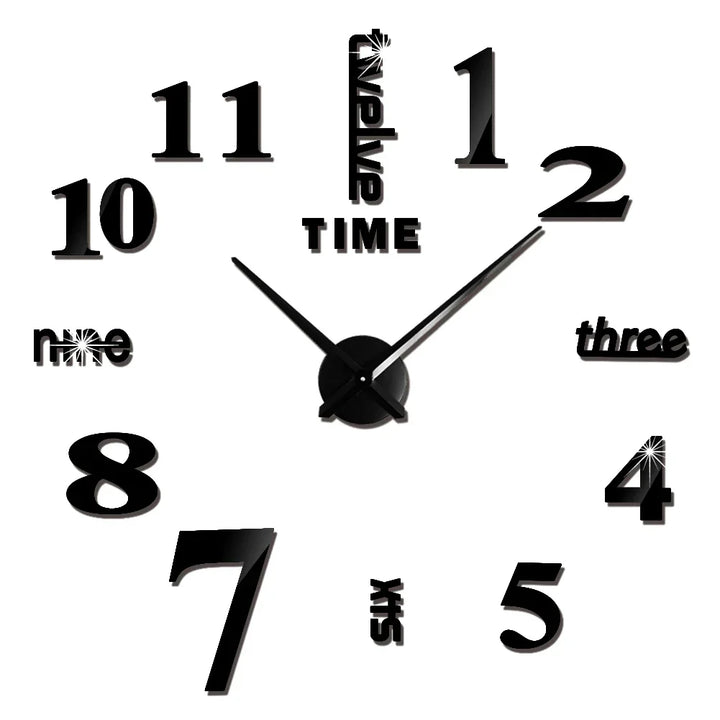Große Wanduhr DIY 3D Selbstkleber Spiegel Acryl Wanduhr für Küche Esszimmer Wohnzimmer Kreative Wohnkultur | Karnz