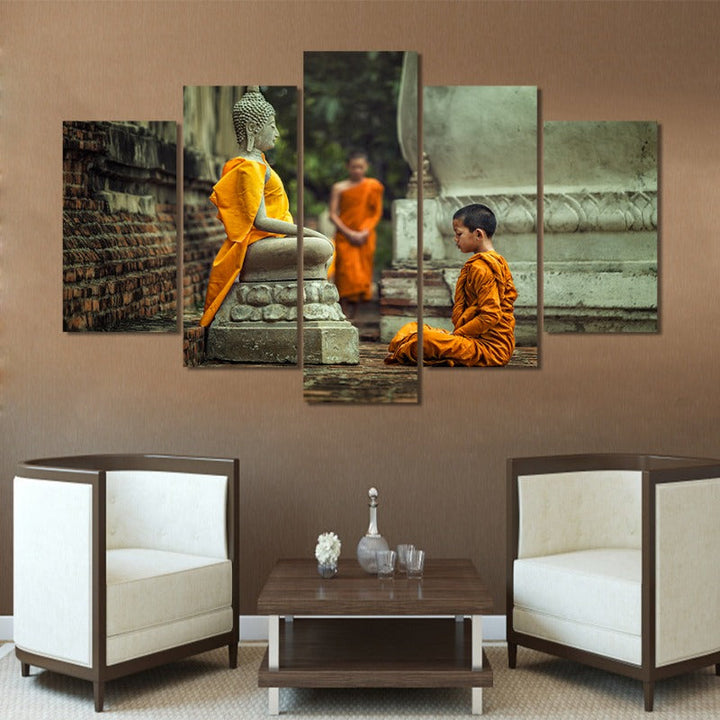 5 Teile Abstrakter Buddhistische Mönch in Vipassana Meditation - Leinwand Wandkunst Gemälde