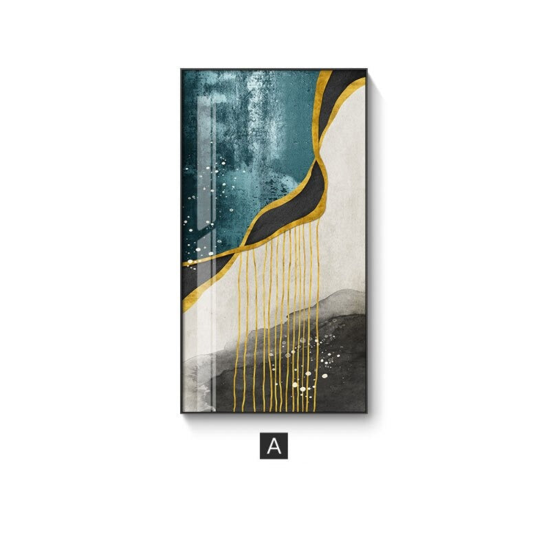Abstrakte Goldene Regen Vertikale Format Wandkunst Fine Art Leinwanddrucke Bilder Für Eingangsbereich Empfang Wohnzimmer Kunst Dekor | Karnz