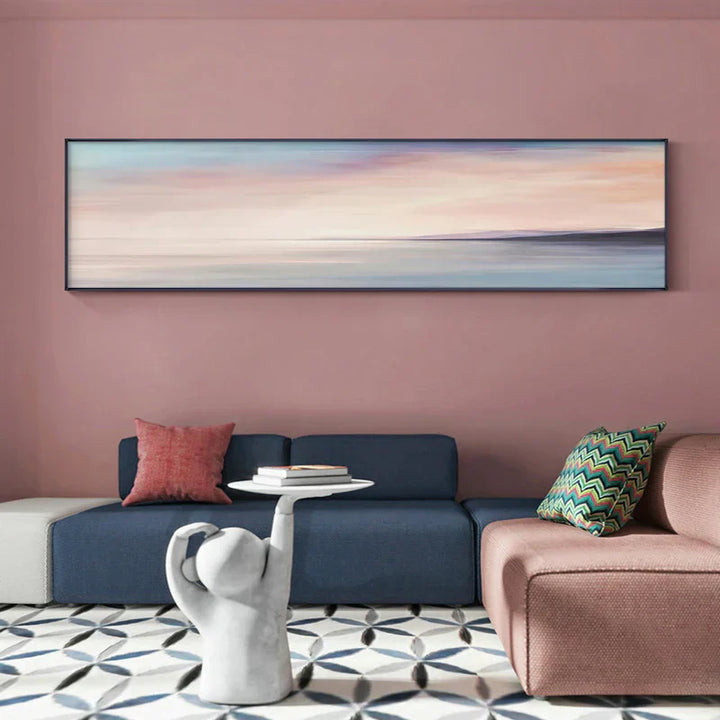 Pastellblau Rosa Lila Abstrakte Landschaft Wandkunst Feine Kunst Leinwanddrucke Breitformatbilder Für das Schlafzimmer Über dem Bett Oder Über dem Sofa | Karnz