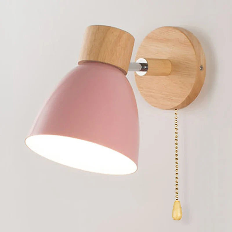 Karnz | LumoNord Macaron Wandleuchte | Holz & Metall | 90° schwenkbarer Lampenkopf | Skandinavisches Design | E27-Fassung (ohne Glühbirne)