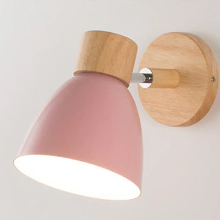 Karnz | LumoNord Macaron Wandleuchte | Holz & Metall | 90° schwenkbarer Lampenkopf | Skandinavisches Design | E27-Fassung (ohne Glühbirne)