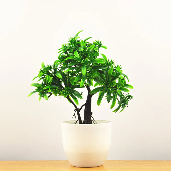 Kleine Bonsai-Pflanzen im Topf