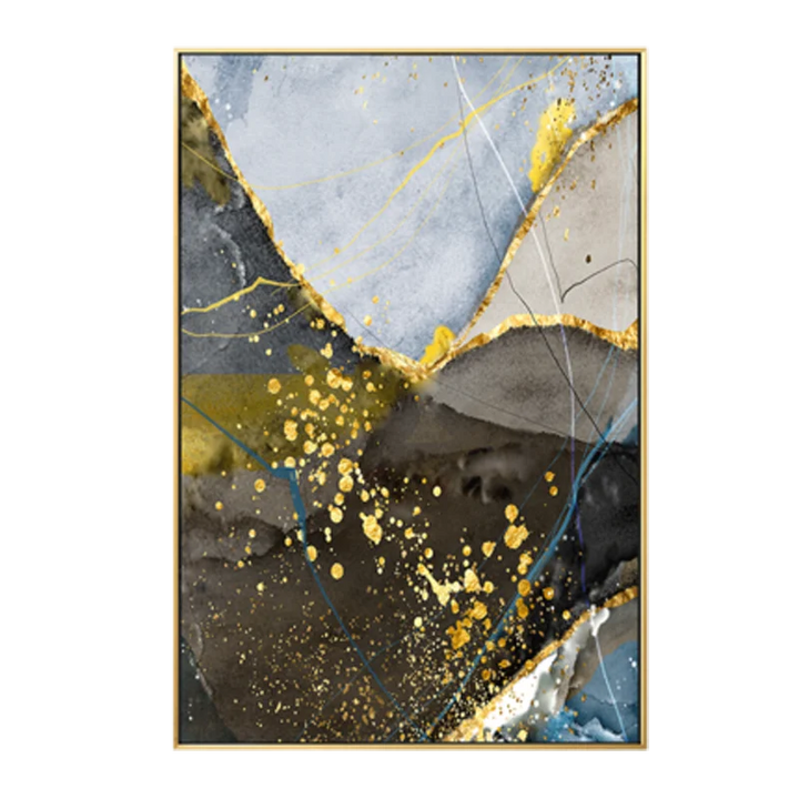 Abstrakte blaue gelbe graue Marmor Druck Wandkunst Fine Art Leinwanddrucke Bilder für moderne Wohnung Wohnzimmer Home Office Kunst Dekor