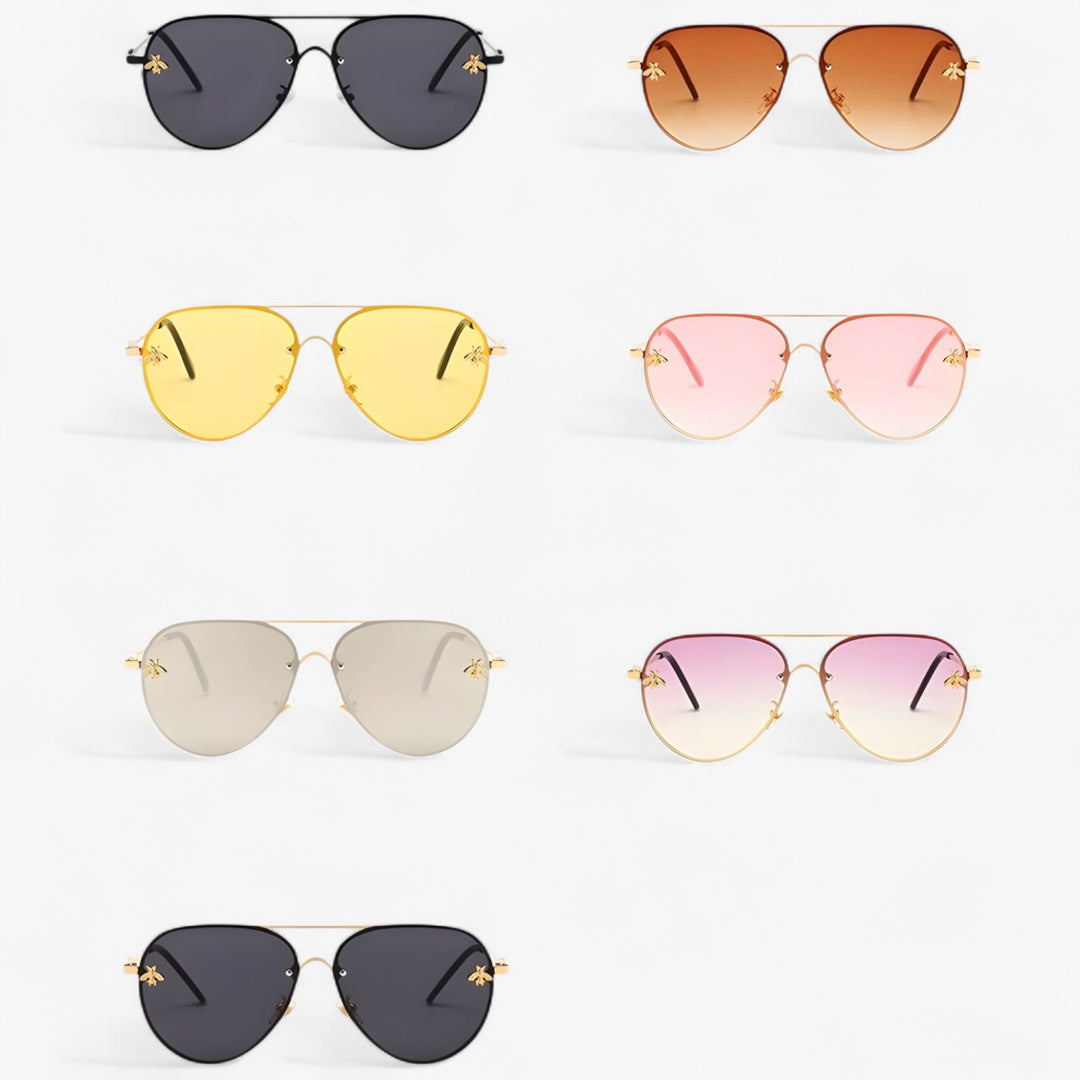 Vintage-Pilotensonnenbrille mit Bienenmotiv – Halcyon | Karnz