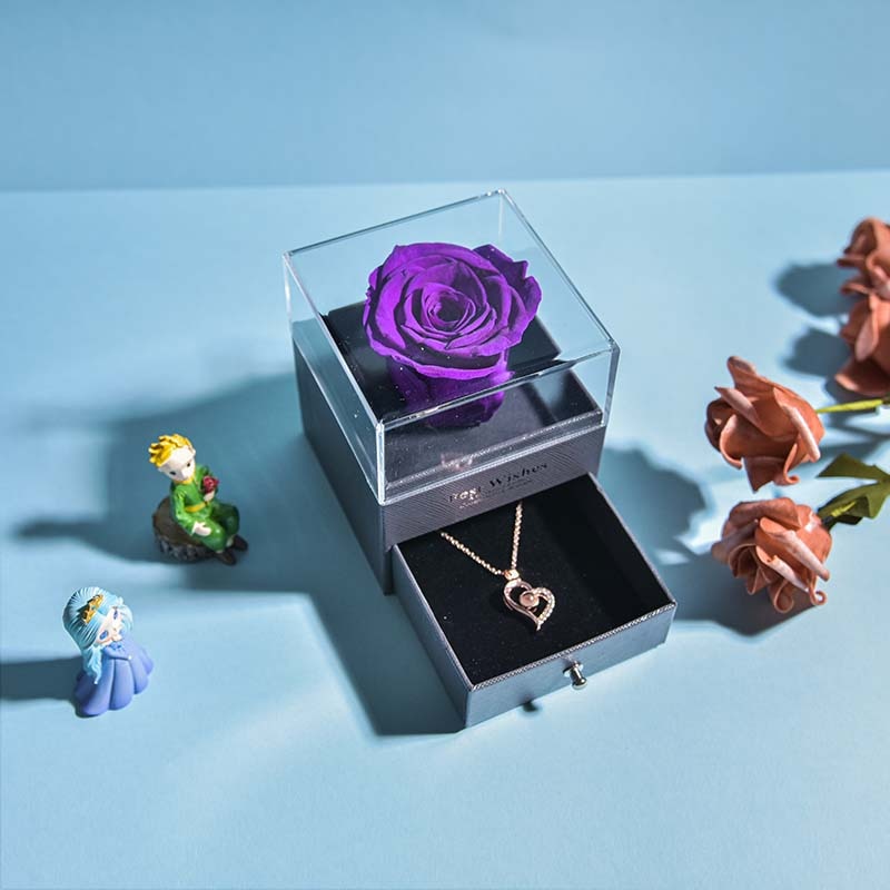 Karnz | Natürliche ewige Rose Halskette Schmuckbox