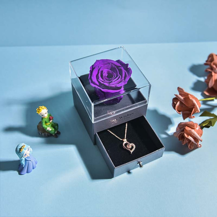 Karnz | Natürliche ewige Rose Halskette Schmuckbox