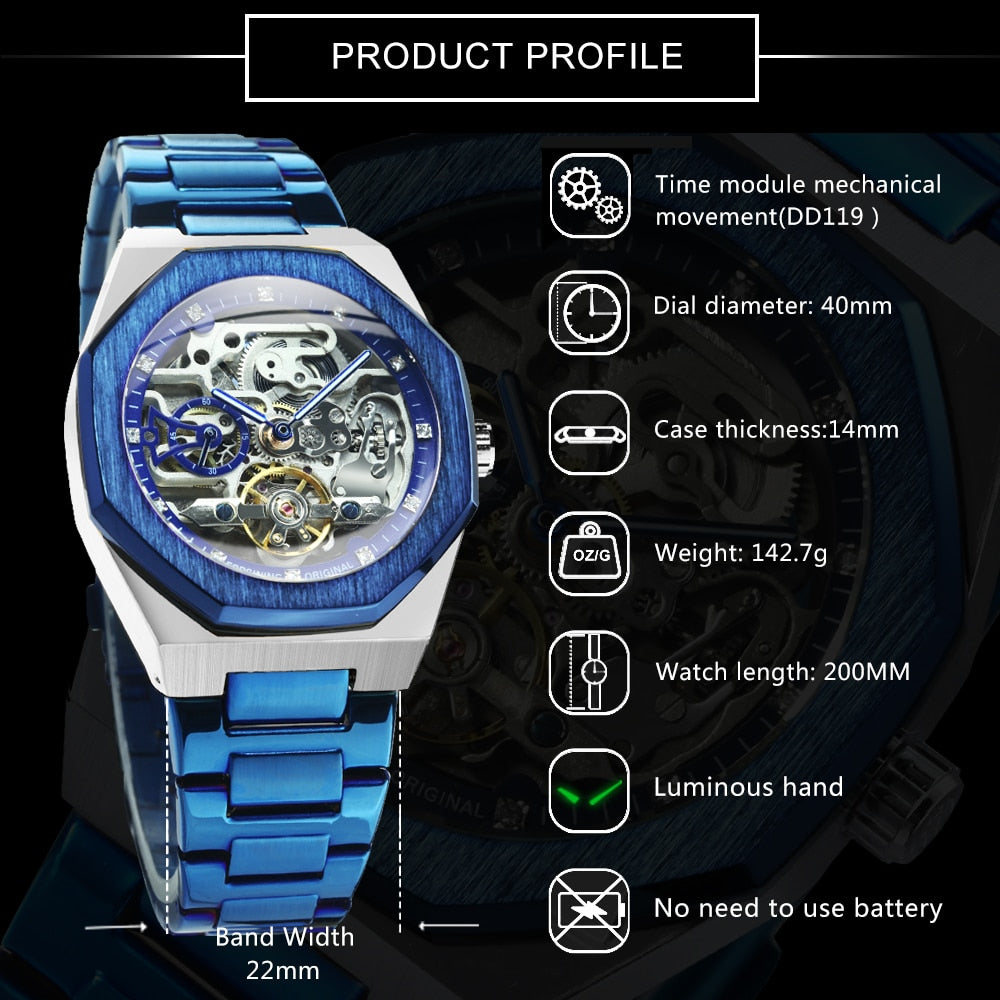 Karnz | Royale Skeleton Mechanische Herren Uhr