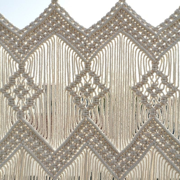 Handgewebte Makramee hängende Draperie Karnz