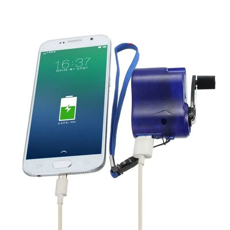 Tragbares Notfallladegerät mit Handkurbel, USB-Anschluss und LED-Anzeige