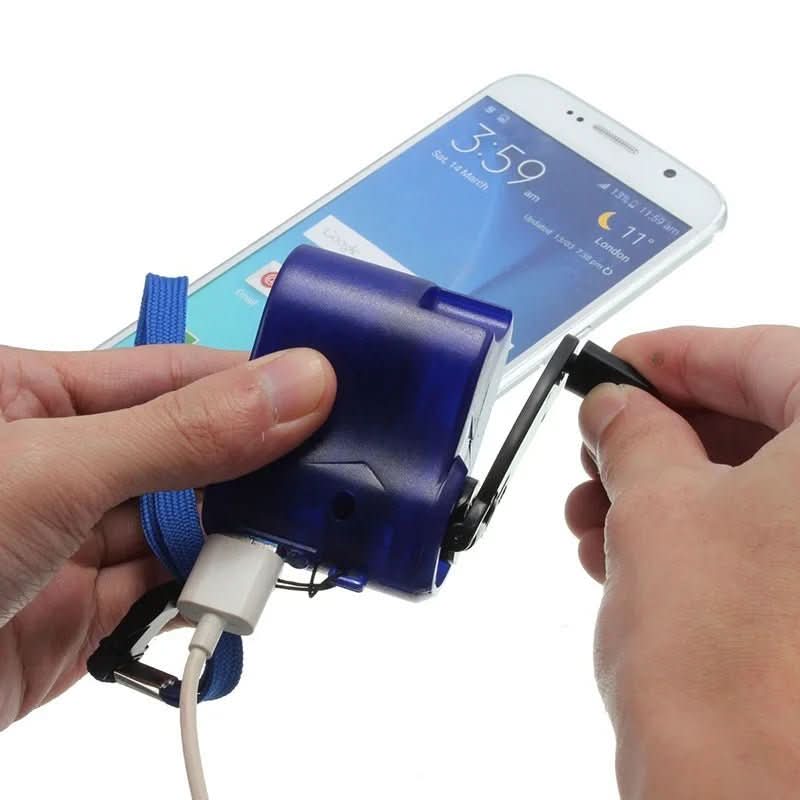 Tragbares Notfallladegerät mit Handkurbel, USB-Anschluss und LED-Anzeige