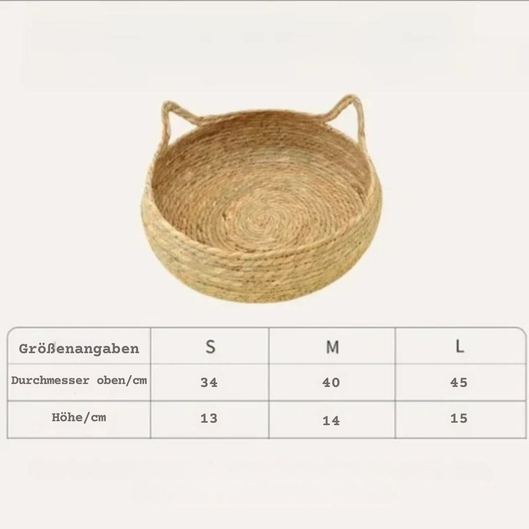 Rattan-Katzenbett handgewebt & waschbar Karnz