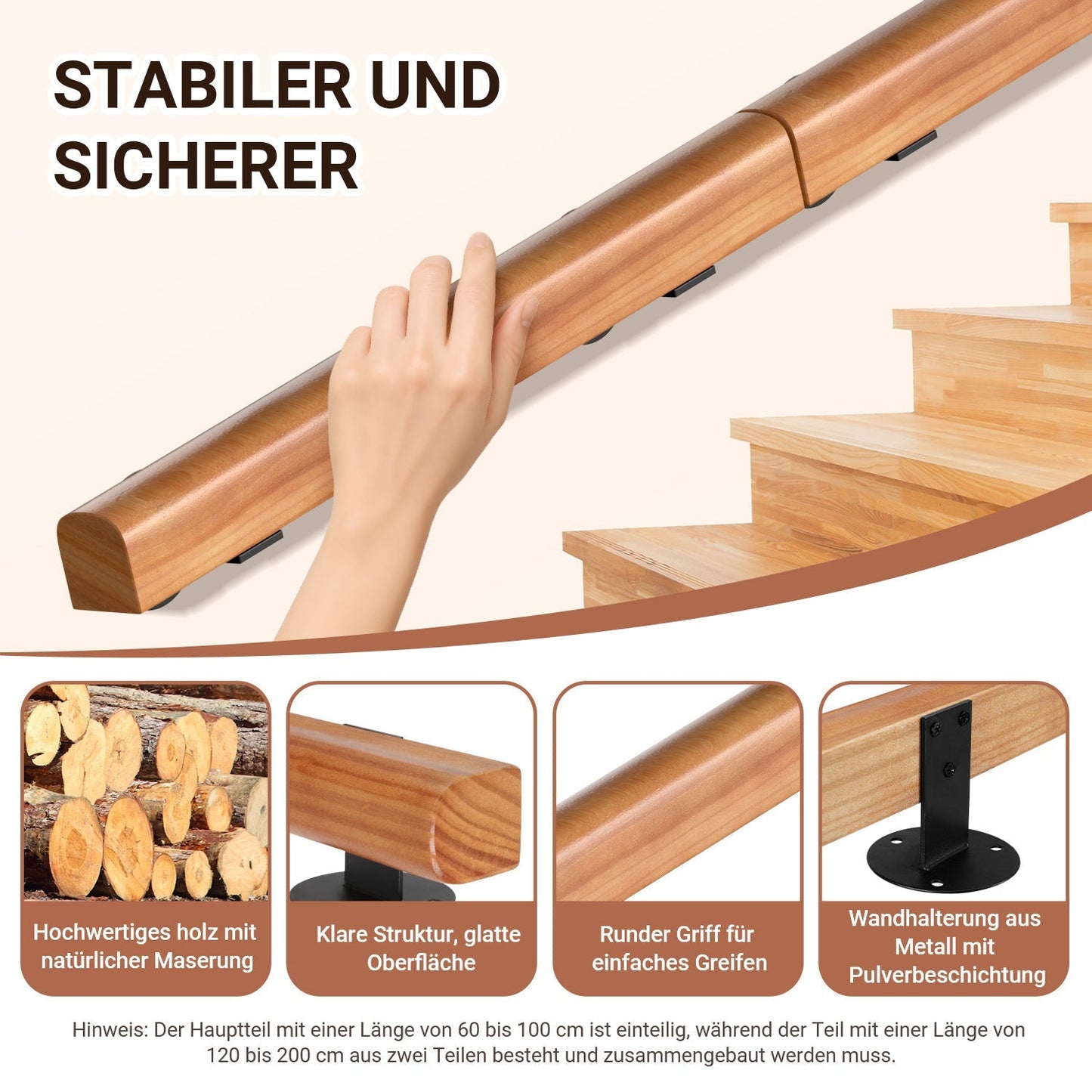 Handlauf Treppengeländer Kiefernholz Halbrunde Wood | Karnz