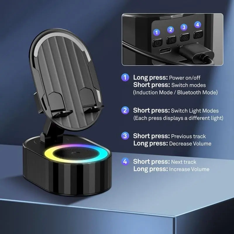 Handy-Ständer mit Induktionslautsprecher & Powerbank