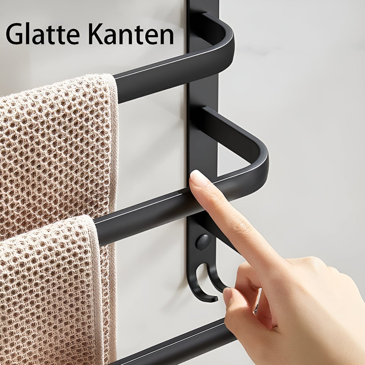 HangEase 3-lagige wandmontierte HandtuchaKarnzage – Aluminium platzsparendes Design | Karnz
