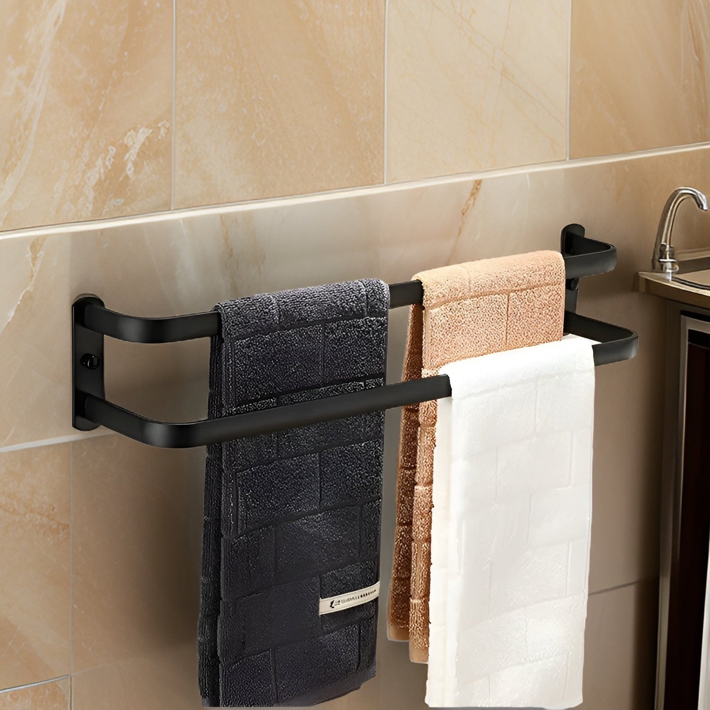 HangEase 3-lagige wandmontierte HandtuchaKarnzage – Aluminium platzsparendes Design | Karnz