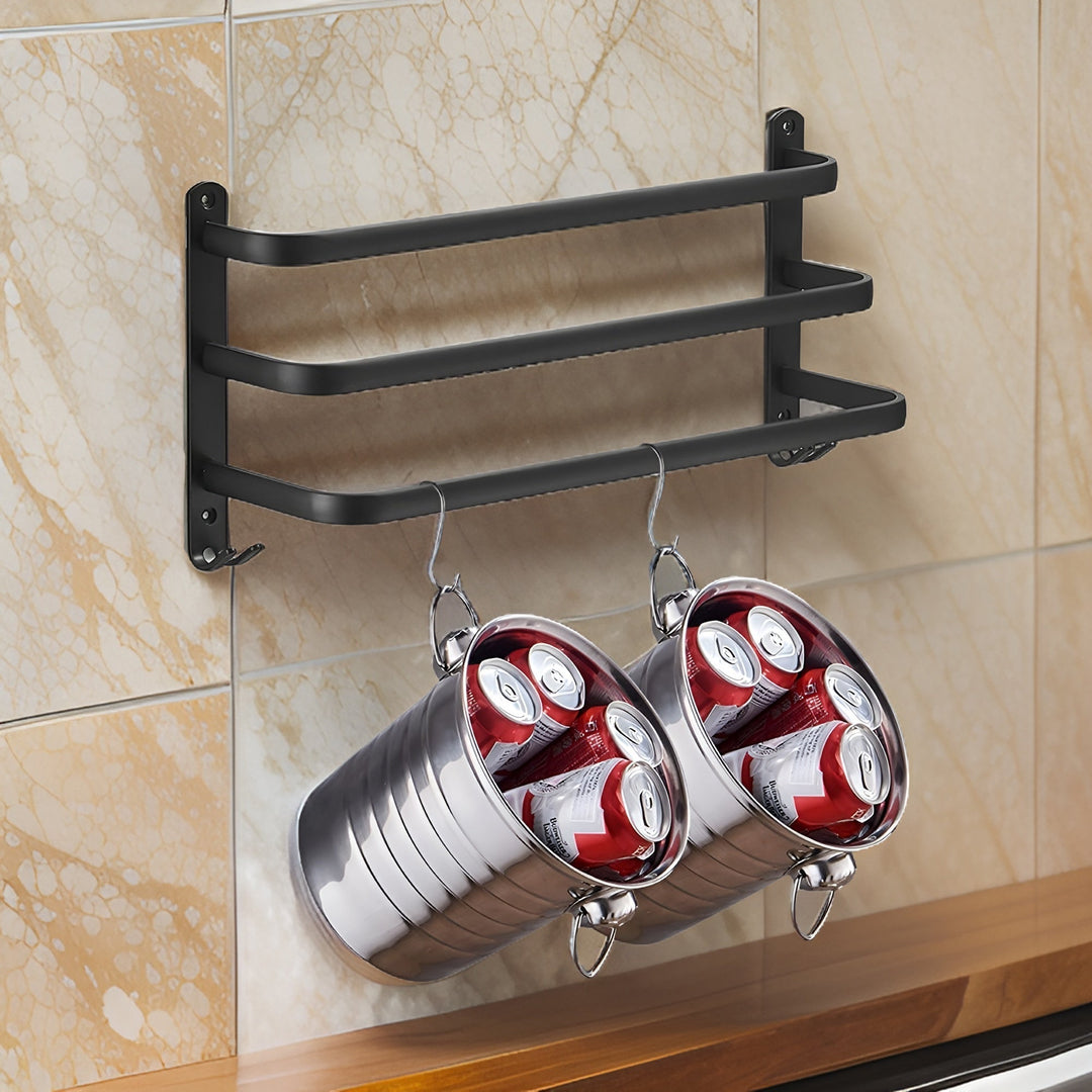 HangEase 3-lagige wandmontierte HandtuchaKarnzage – Aluminium platzsparendes Design | Karnz