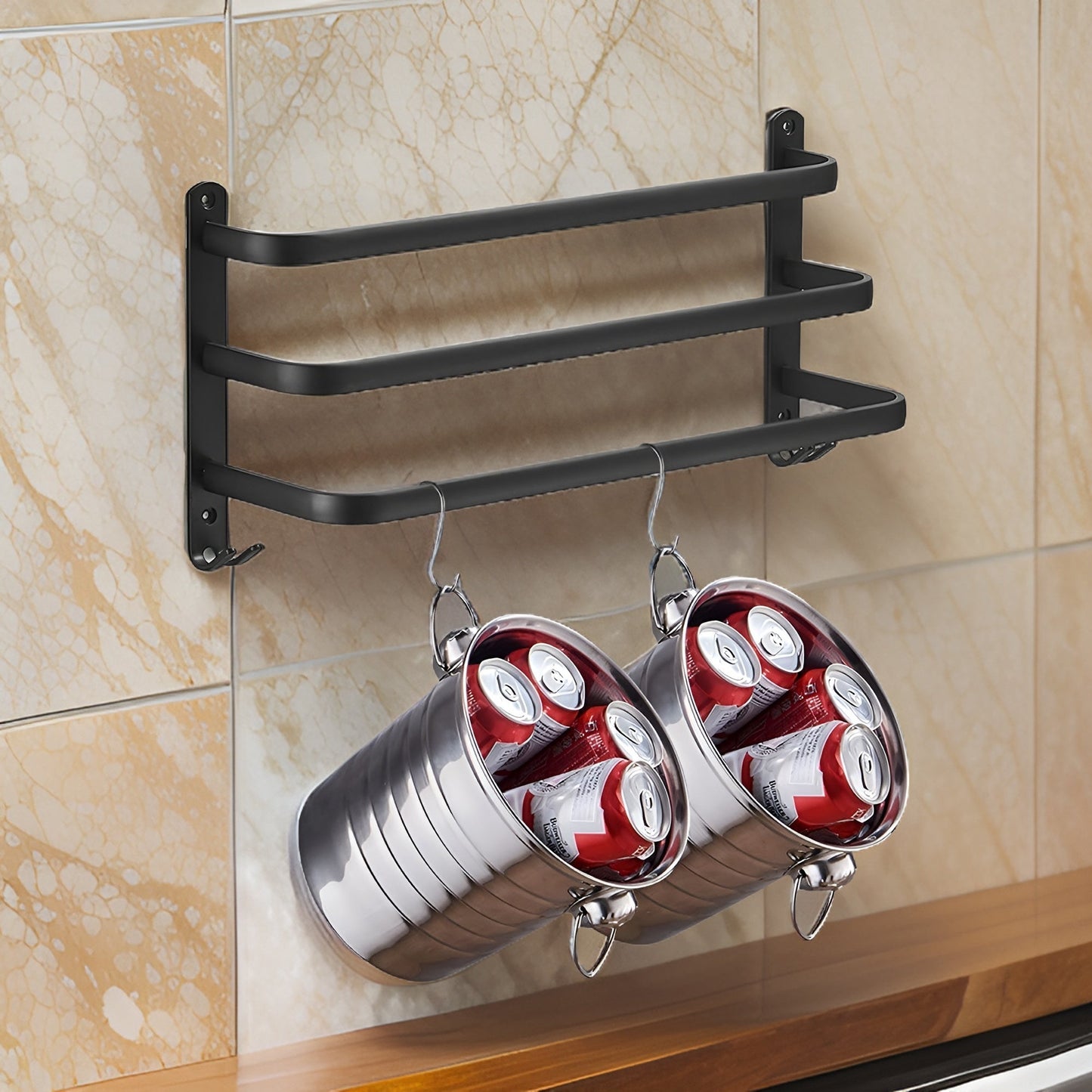 HangEase 3-lagige wandmontierte HandtuchaKarnzage – Aluminium platzsparendes Design | Karnz