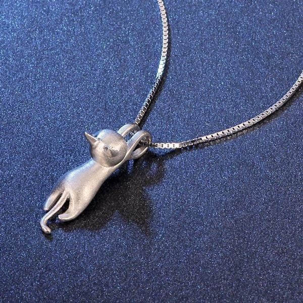 Hängende Katze 925 Silber Halskette | Karnz