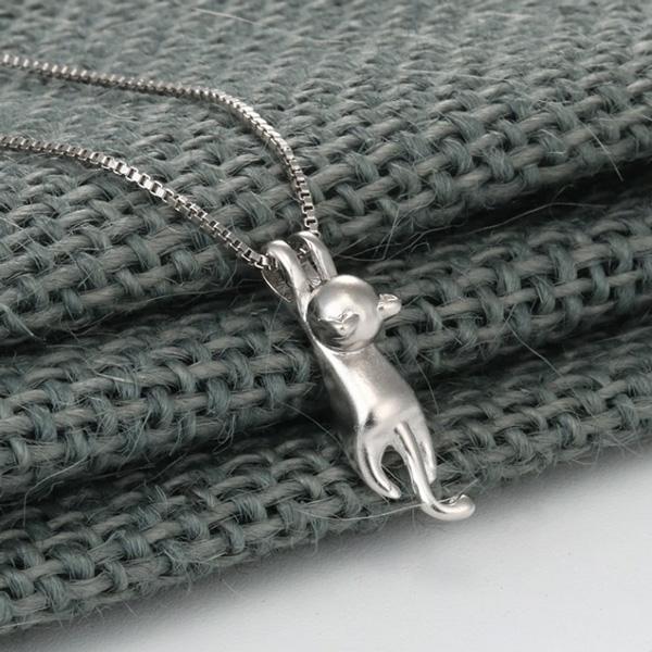 Hängende Katze 925 Silber Halskette | Karnz