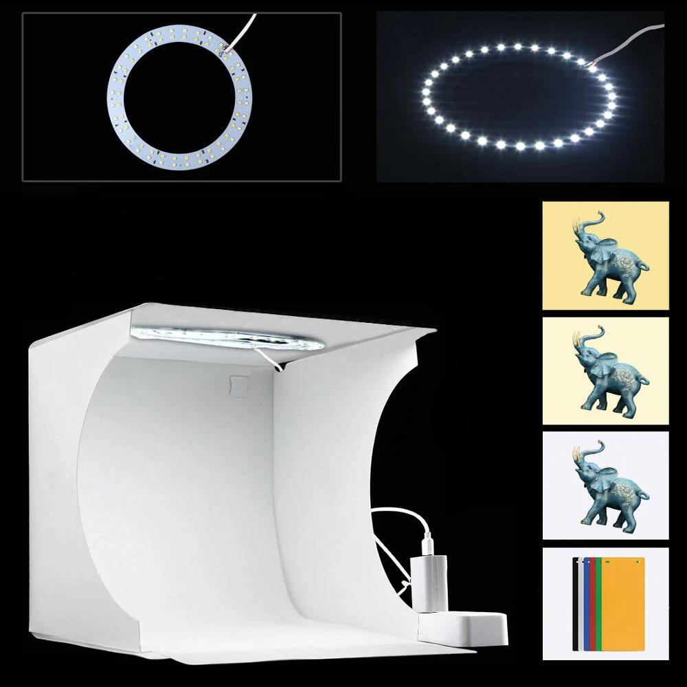 Mini-Fotostudio „LumiCube“ mit LED-Beleuchtung und 6 Hintergründen