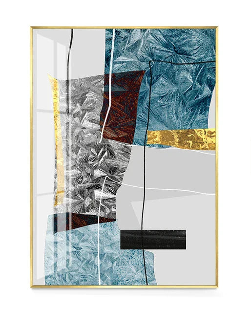 Abstrakte Minimalistische Blaue Nordische Eis Geometrische Wandkunst Fine Art Leinwanddrucke Poster Bilder Für Moderne Wohnung Wohnzimmer Kunst Dekor | Karnz