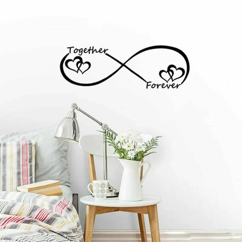 Zusammen Für Immer Unendlichkeit Liebe Herz Wandaufkleber Für Schlafzimmer Abnehmbar Abziehen und Aufkleben Vinyl Wandtattoo Für Kreative DIY Wohnkultur | Karnz