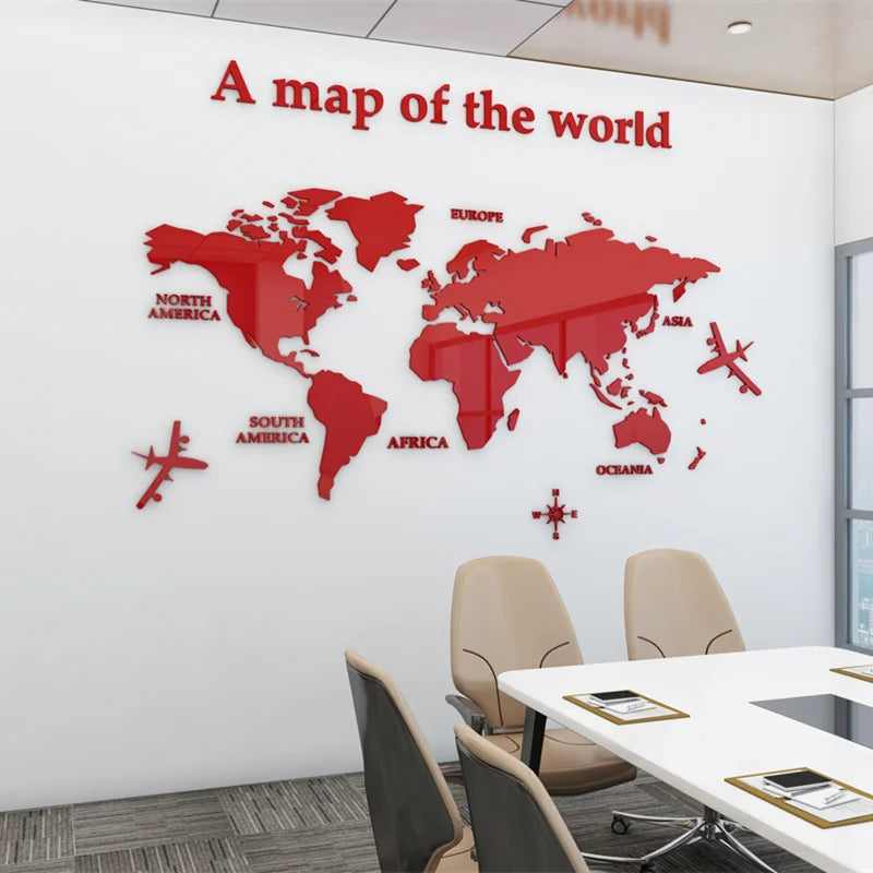 Weltkarte 3D Wandmural Kristallgespiegelte Acryl-Weltkarte Wandaufkleber für Büro Wohnzimmer Kinderzimmer kreative DIY Wohnkultur | Karnz