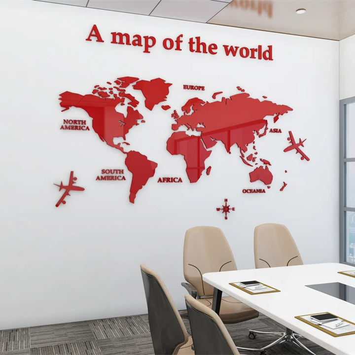Weltkarte 3D Wandmural Kristallgespiegelte Acryl-Weltkarte Wandaufkleber für Büro Wohnzimmer Kinderzimmer kreative DIY Wohnkultur | Karnz