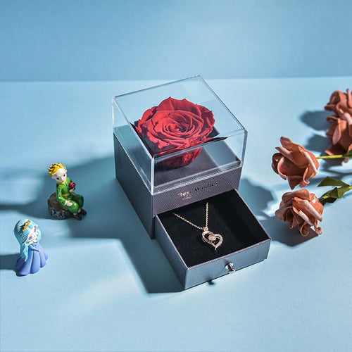 Karnz | Natürliche ewige Rose Halskette Schmuckbox