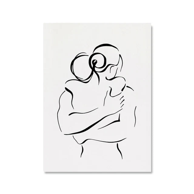 Romantische Liebhaber Minimalistische Figur Kunst Linienkunst Wandkunst Feine Kunst Leinwanddrucke Bilder Für Schlafzimmer Wohnzimmer Bürodekoration | Karnz