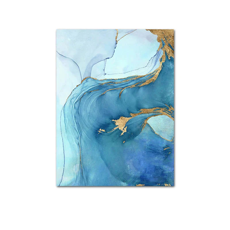 Blaue Aqua Azur Marmor Druck Wandkunst Feine Kunst Leinwanddrucke Abstrakte Bilder für modernes Wohnzimmer Hotelzimmer Heimbüro Dekor | Karnz