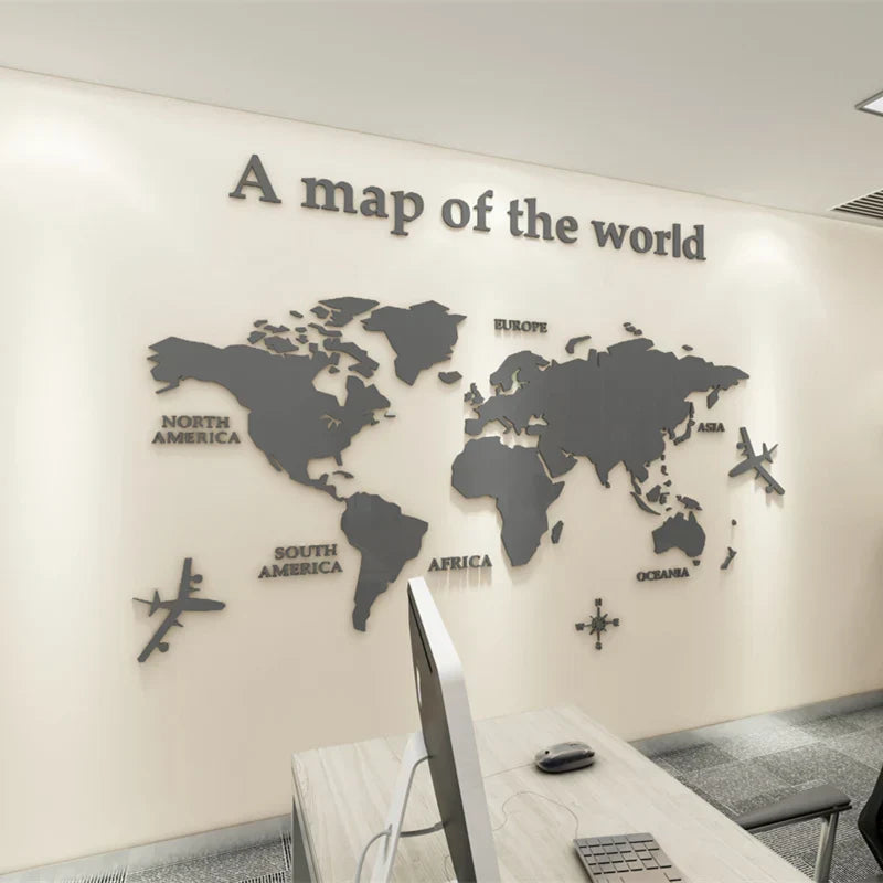 Weltkarte 3D Wandmural Kristallgespiegelte Acryl-Weltkarte Wandaufkleber für Büro Wohnzimmer Kinderzimmer kreative DIY Wohnkultur | Karnz