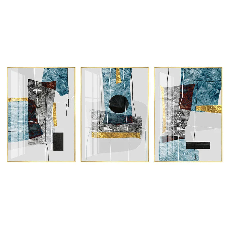 Abstrakte Minimalistische Blaue Nordische Eis Geometrische Wandkunst Fine Art Leinwanddrucke Poster Bilder Für Moderne Wohnung Wohnzimmer Kunst Dekor | Karnz