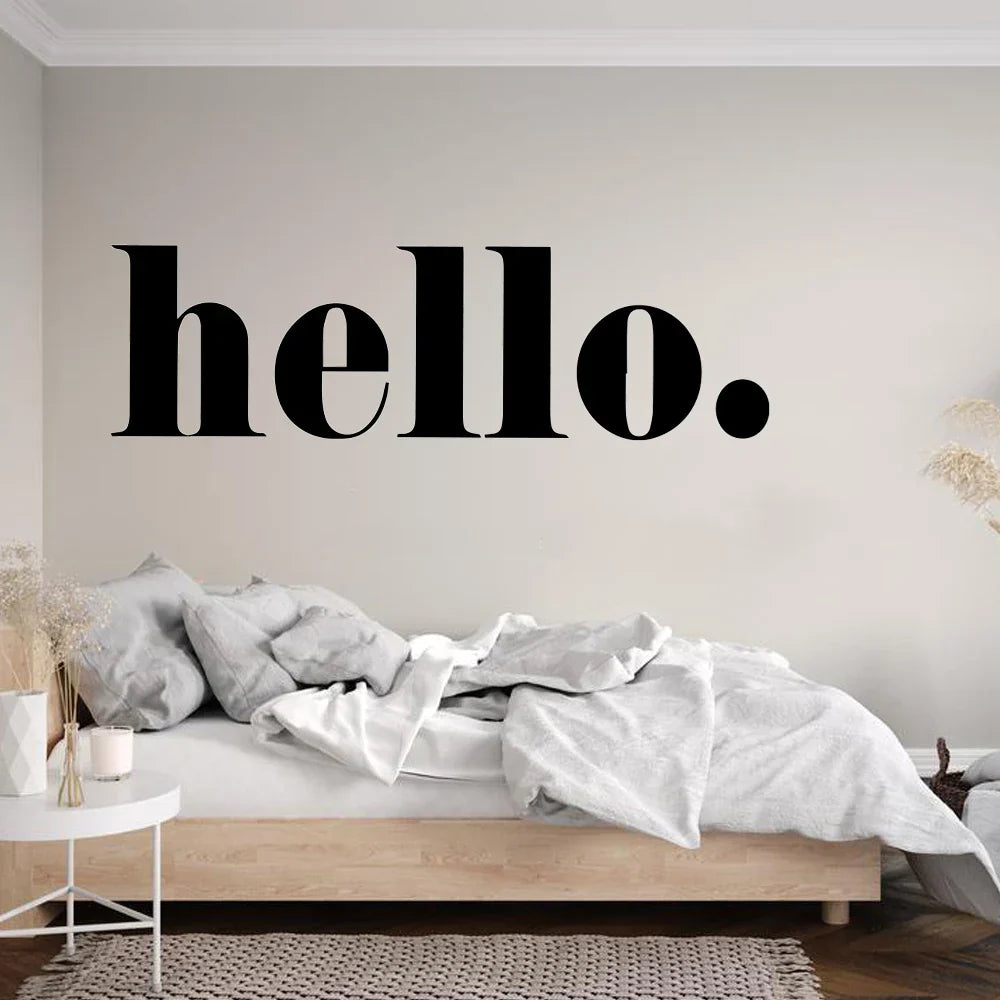 Big Hello Wandaufkleber Moderne Typografie Willkommen Beschilderung Abnehmbar Peel and Stick PVC Vinyl Wandtattoo Für Eingangsbereich Flur Kreative DIY Wanddekoration | Karnz