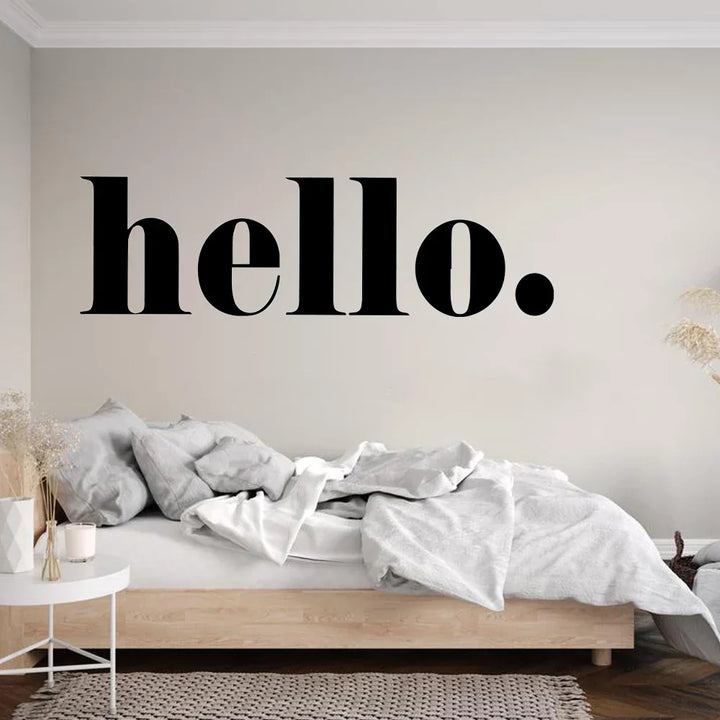 Big Hello Wandaufkleber Moderne Typografie Willkommen Beschilderung Abnehmbar Peel and Stick PVC Vinyl Wandtattoo Für Eingangsbereich Flur Kreative DIY Wanddekoration | Karnz
