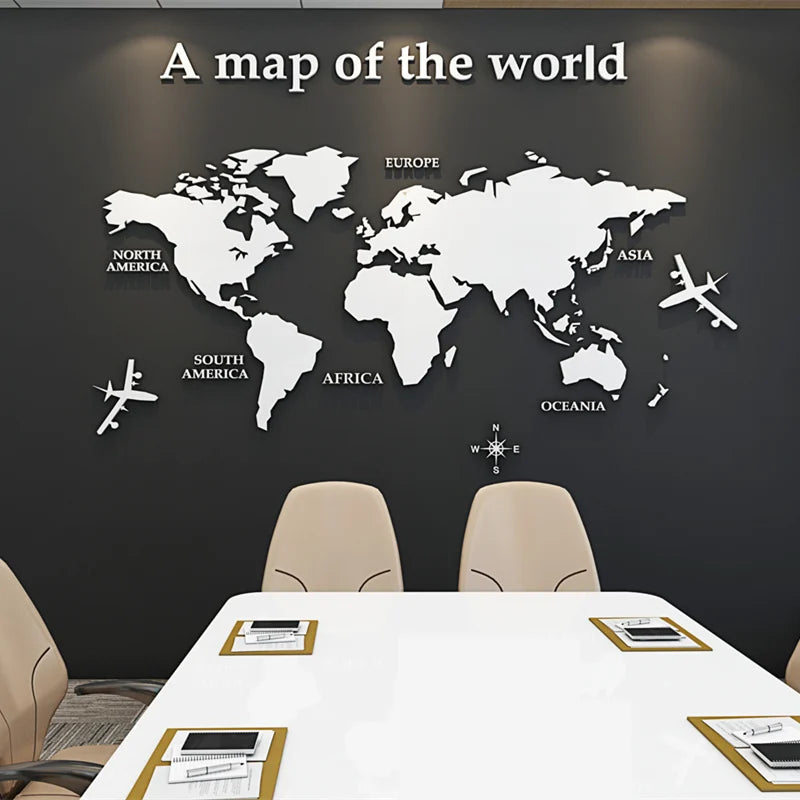 Weltkarte 3D Wandmural Kristallgespiegelte Acryl-Weltkarte Wandaufkleber für Büro Wohnzimmer Kinderzimmer kreative DIY Wohnkultur | Karnz
