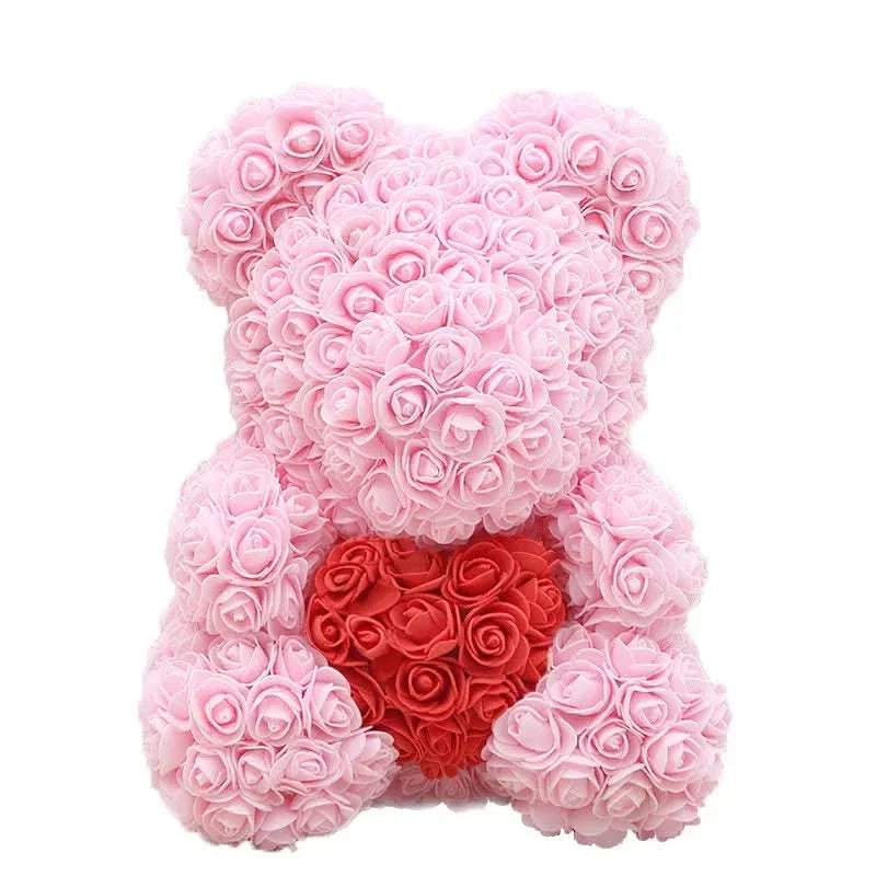 Rosen-Teddybär mit handgefertigten Schaumstoffrosen – 40 cm
