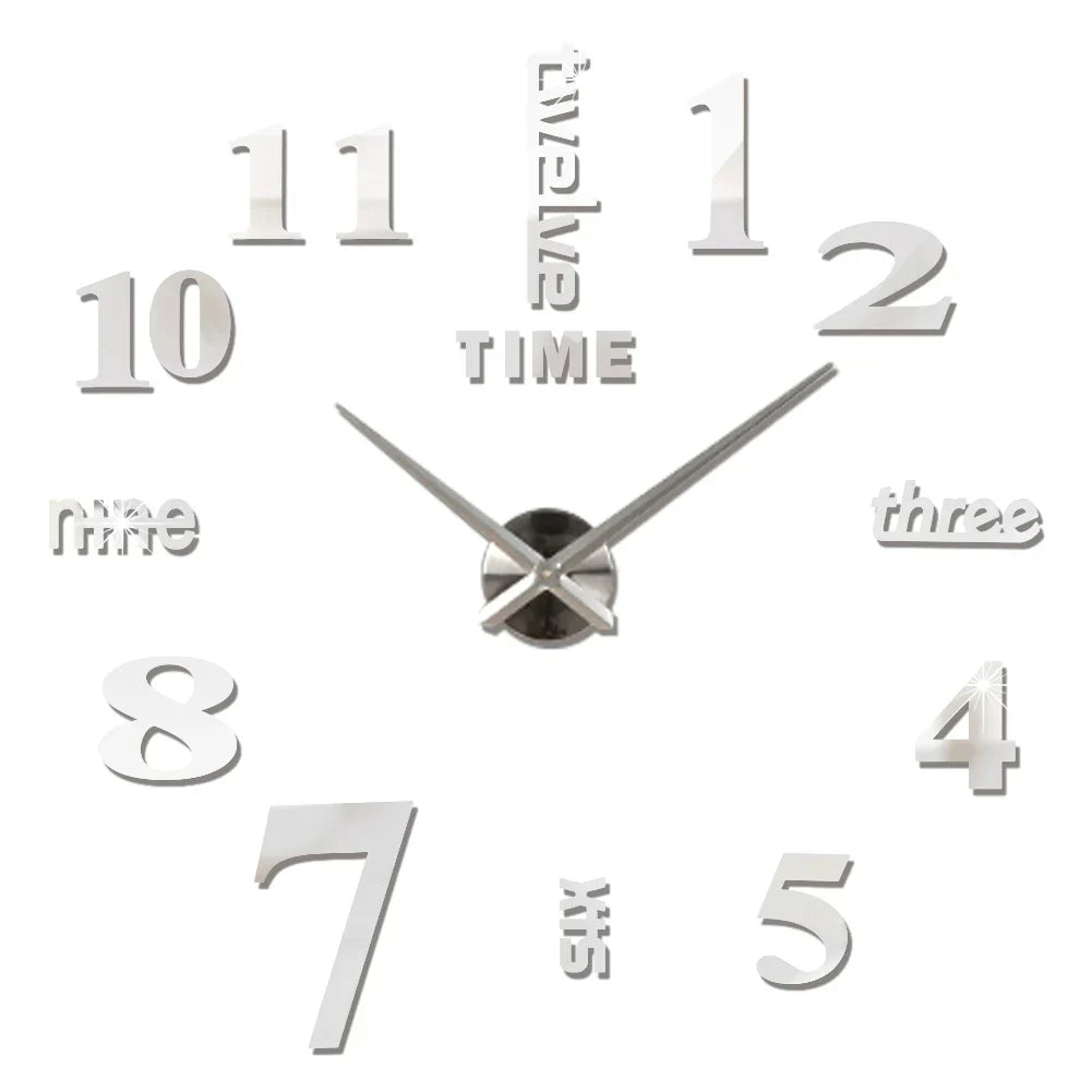 Große Wanduhr DIY 3D Selbstkleber Spiegel Acryl Wanduhr für Küche Esszimmer Wohnzimmer Kreative Wohnkultur | Karnz