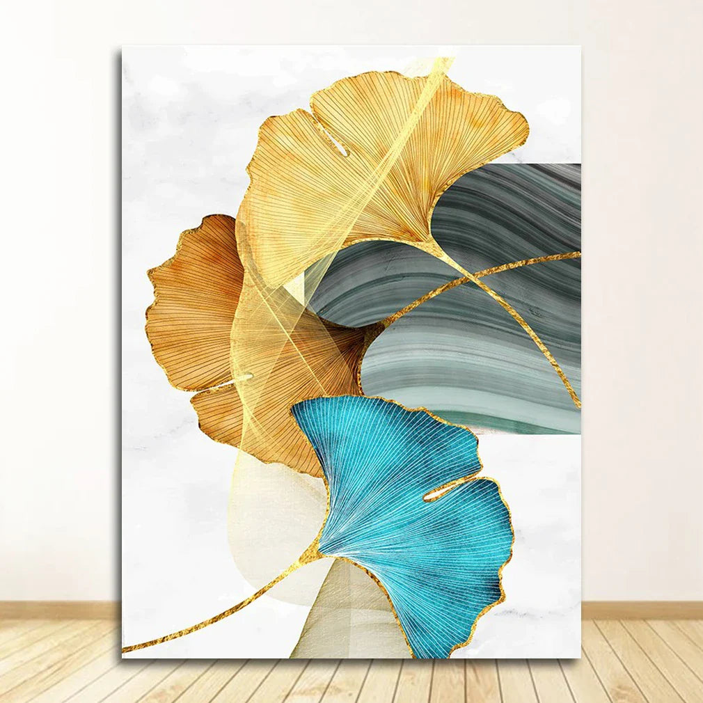 Abstrakte exotische botanische Wandkunst Fine Art Leinwanddrucke Blau Grün Gelb Blumenbilder für Wohnzimmer Schlafzimmer leicht luxuriöse Wohnkultur